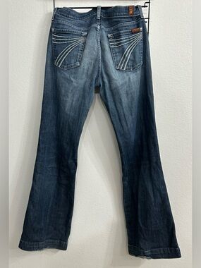 7 For All Mankind Dojo Blue Flare Jeans with Contrast Back Stitching